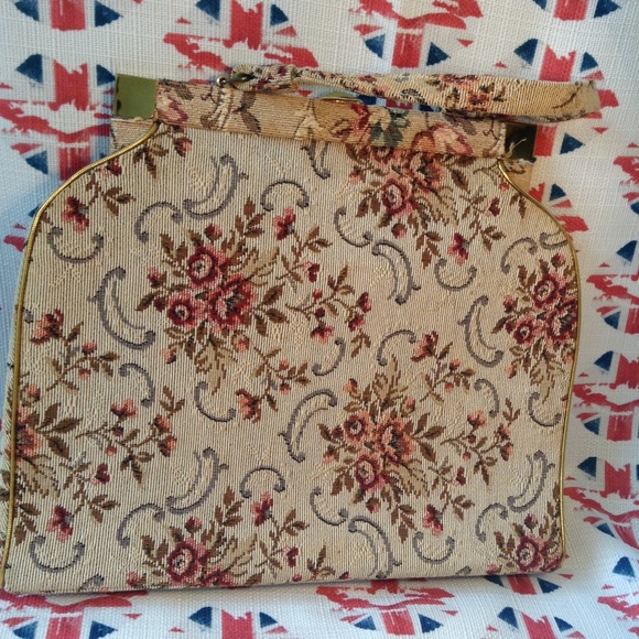 Vintage Floral Tapestry Bag w/ Bejeweled Appliqué - Picture 5 of 8